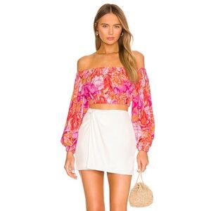 Lovers + Friends BOSWORTH TOP in Chai Floral Print